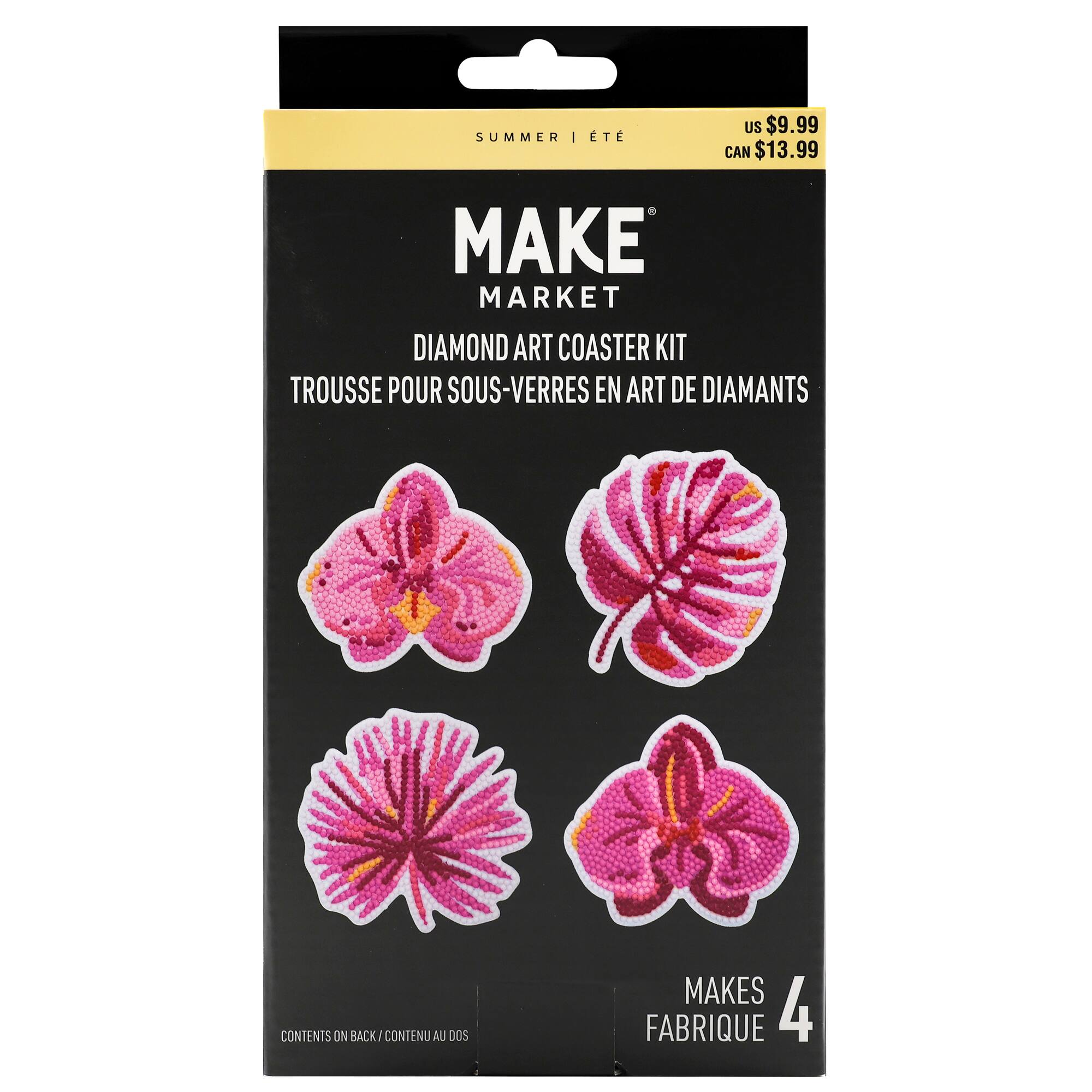 Pink Jungle Diamond Art Coaster Kit by Make Market®
